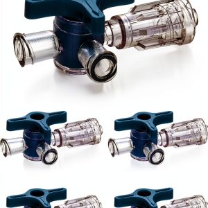 Luer Stopcocks QWORK Stainless Steel 3 Way Purple 5 Pcs-0