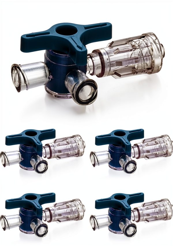 Luer Stopcocks QWORK Stainless Steel 3 Way Purple 5 Pcs-0