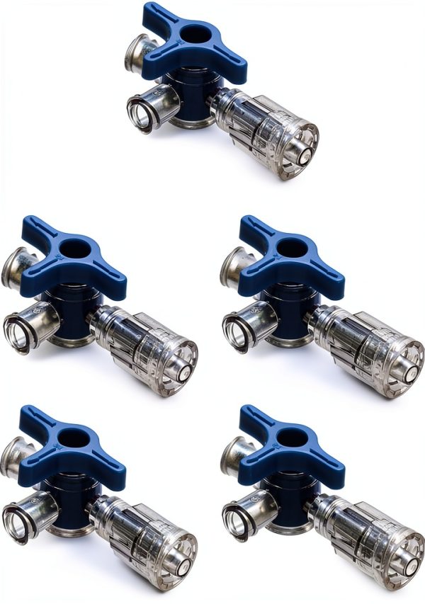 Luer Stopcocks QWORK Stainless Steel 3 Way Purple 5 Pcs-6