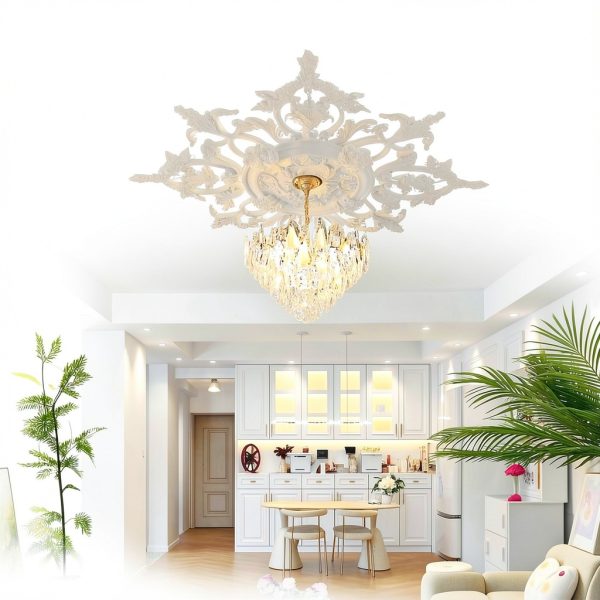 Nuanchu Ceiling Medallion White PU Fresh Design-6