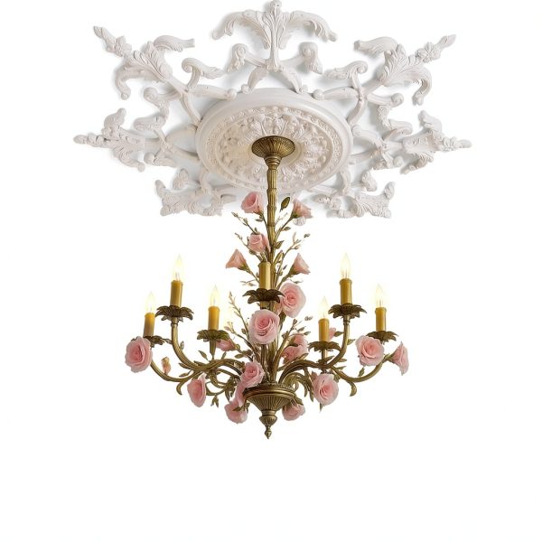 Nuanchu Ceiling Medallion White PU Design 33in-4