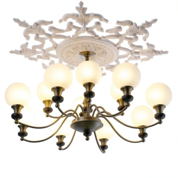 Nuanchu Ceiling Medallion White PU Design 33in-3