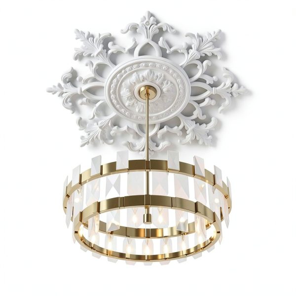 Nuanchu Ceiling Medallion White PU Design 33in-0