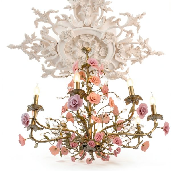 Nuanchu Ceiling Medallion White PU Fresh Design-4