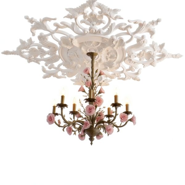 Nuanchu Ceiling Medallion White PU Fresh Design-5