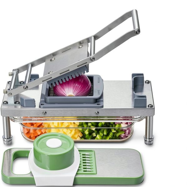 Vegetable Chopper, Veggie Chopper With 8 Blades, Onion Cutter with Container, Pro All-in-1 Food Dicer, Mandoline Slicer, Stainless steel materials Salad Grater-0