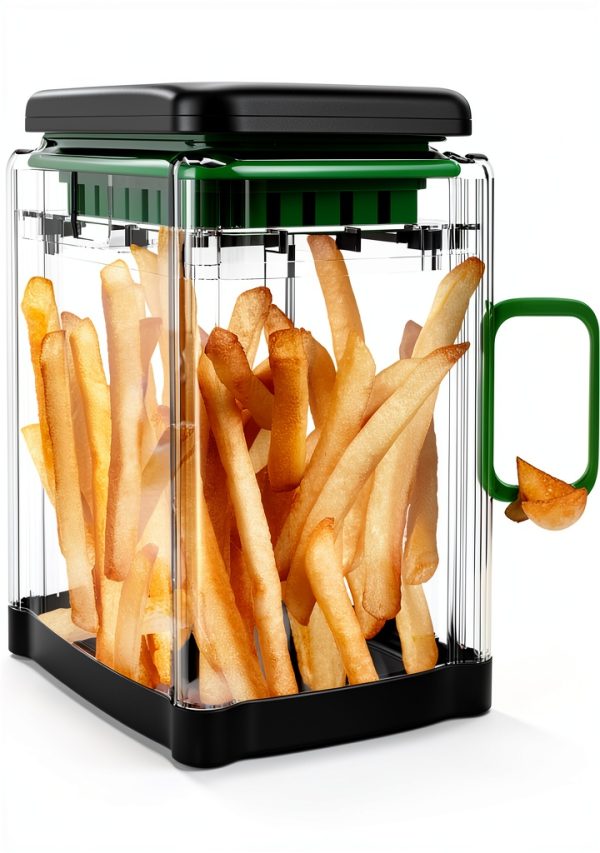 Prep Naturals 3-in-1 Manual French Fry Cutter - Interchangeable Blades for Potato Cutter & Fry Slicer - Functions as Potato Dicer & Food Dicer - Includes Safety Glove - Medium, Gray-0