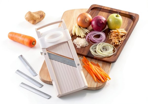 Benriner Mandoline Slicer with 4 Stainless Steel Blades Almond-2