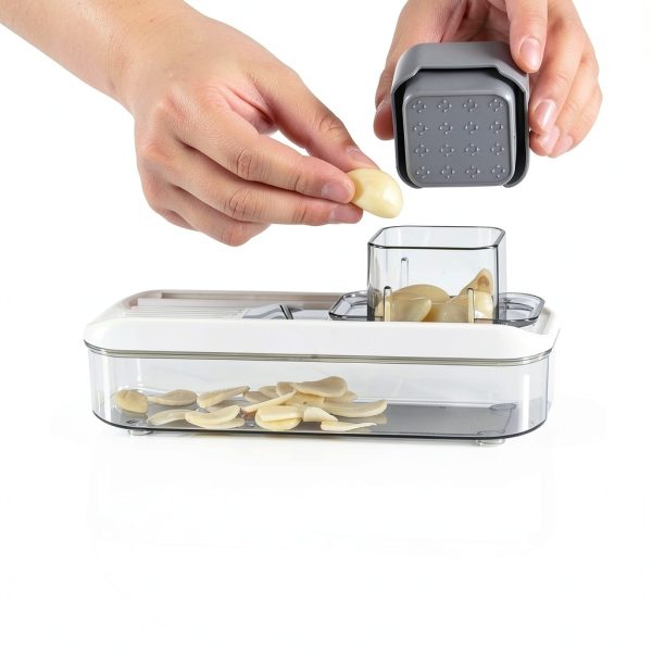Mini Garlic Slicer Badelite Multifunctional Mandoline Container White-2