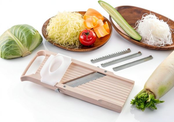 Benriner Mandoline Slicer with 4 Stainless Steel Blades Almond-9